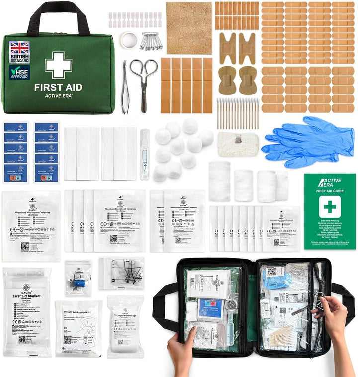 220 Piece Premium First Aid Kit Bag - Includes Eyewash, 2 X Cold (Ice) Packs and Emergency Blanket for Home, Office, Car, Caravan, Workplace, Travel and Sports