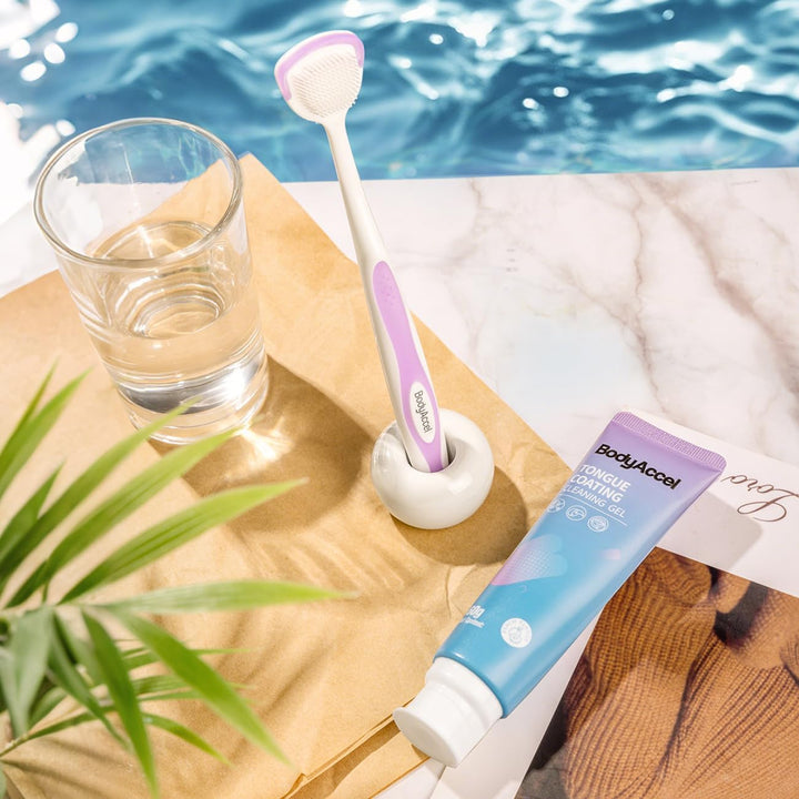 Tongue Cleaner Gel with Tongue Brush – Fresh Breath Oral Care Kit – Tongue Scraper Gel Set for Bad Breath Removal, Maintain Oral Health