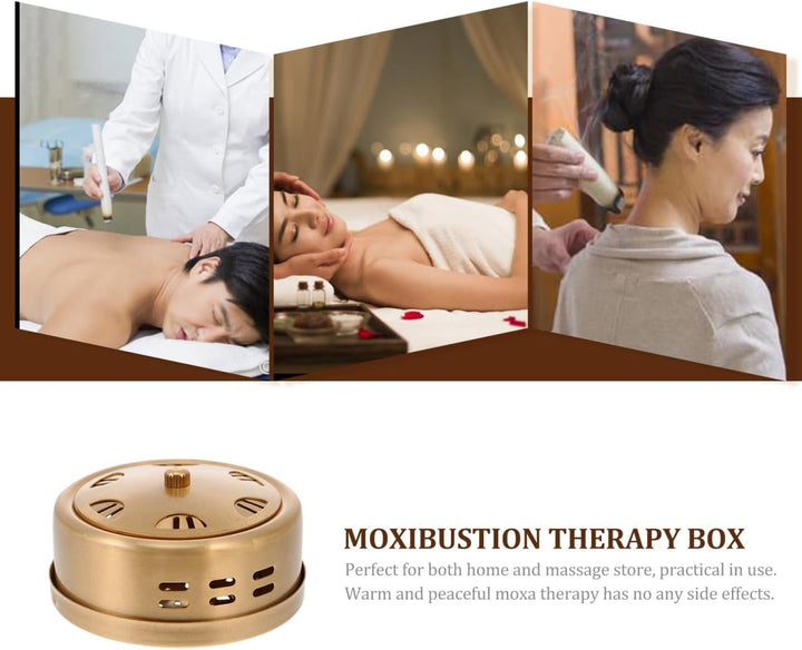 Copper Moxibustion Box 3 Pcs Portable Moxa Burner Case with 6-Hole Design for Home and Massage Therapy Thickened Texture Prevents Stick Dropping