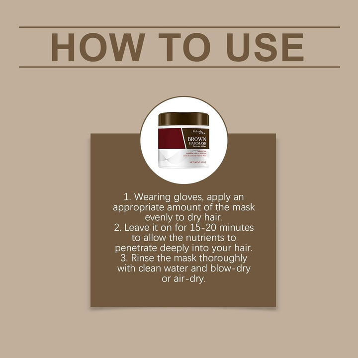 Radiant Brown Hair Mask - 90G. a Multi-Benefit Nourishing Mask Suitable for Color-Treated Hair That Moisturizes, Smoothes, and Maintains Vibrant Color.