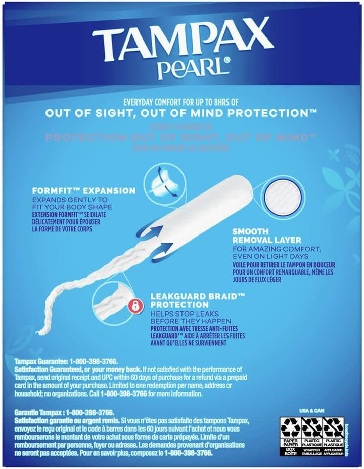 Pearl Tampons with Plastic Applicator, Super plus Absorbency, Unscented, 18 Count