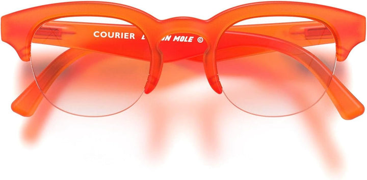 ® Courier Fashion Glasses | Zero’S with Clear Lenses | Modern Vintage Browline Frames | Men’S Women’S Unisex | Spring Hinges