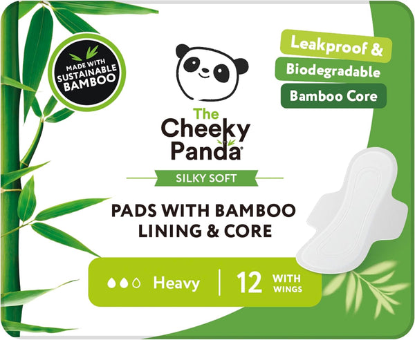 Organic Sanitary Towels for Women – Heavy Flow – 12 Organic Pads per Pack - with Bamboo Pads and Core