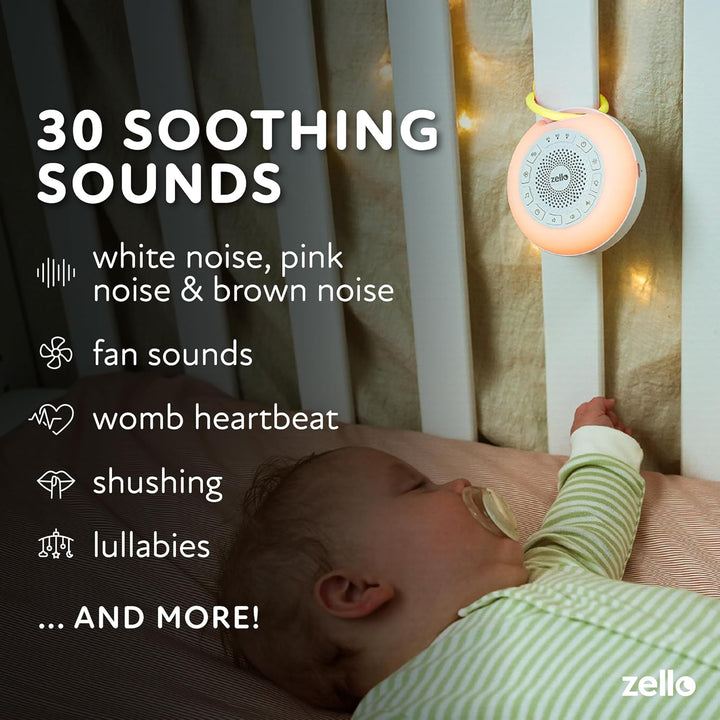 Award Winning Zello Portable Pro Max White Noise Machine Baby Sleep Aid 30 Soothing Sounds 7 Colour Night Light 55Hr Battery Memory Function Portable Sound Machine Travel Pram Pushchair Cot Nursery