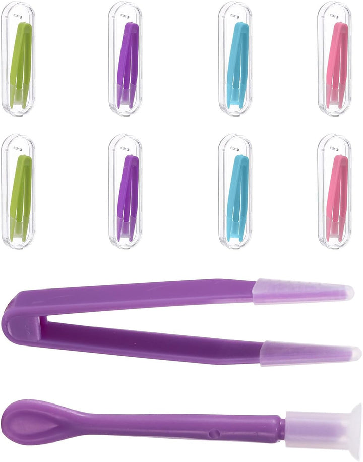 Contact Lenses Applicator, 8Pcs Contact Lens Remover Tools Portable Plastic Contact Lens Tweezers Contact Lens Suction Stick Handler with Storage Case for Outgoing Travelling