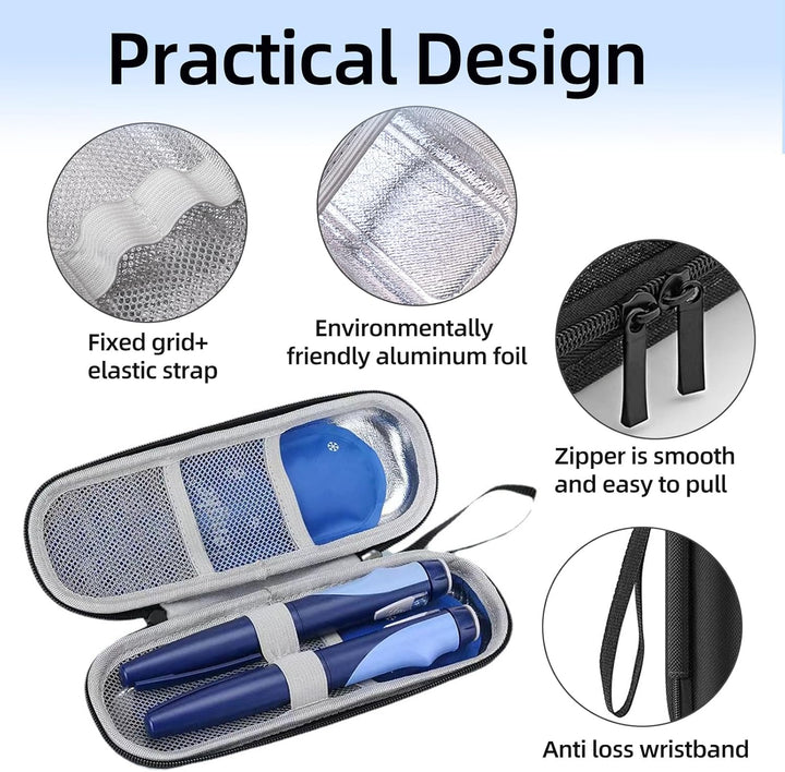 Insulin Cooler Travel Case, Diabetic Travel Case with 2 Nylon Ice Packs, Diabetic Supplies Insulin Pen Case, Portable Insulin Travail Case(Black)