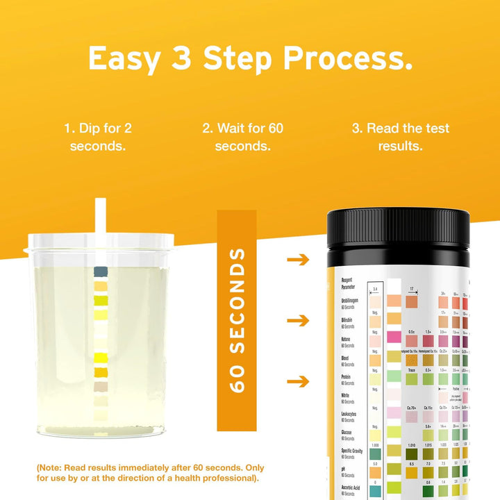 100 X AYDMED 11-In-1 Urine Test Strips | 11 Parameter Urine Test Strips for Urobilinogen, Bilirubin, Ketone, Blood, Protein, Nitrite, Leukocytes, Glucose, Specific Gravity, Ph & Ascorbic Acid