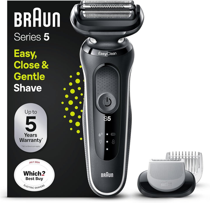 Series 5 Electric Shaver, up to 50 Min, Cordless, Wet & Dry Razor for Men, 100 Percent Waterproof, 52-N1000SI, Black