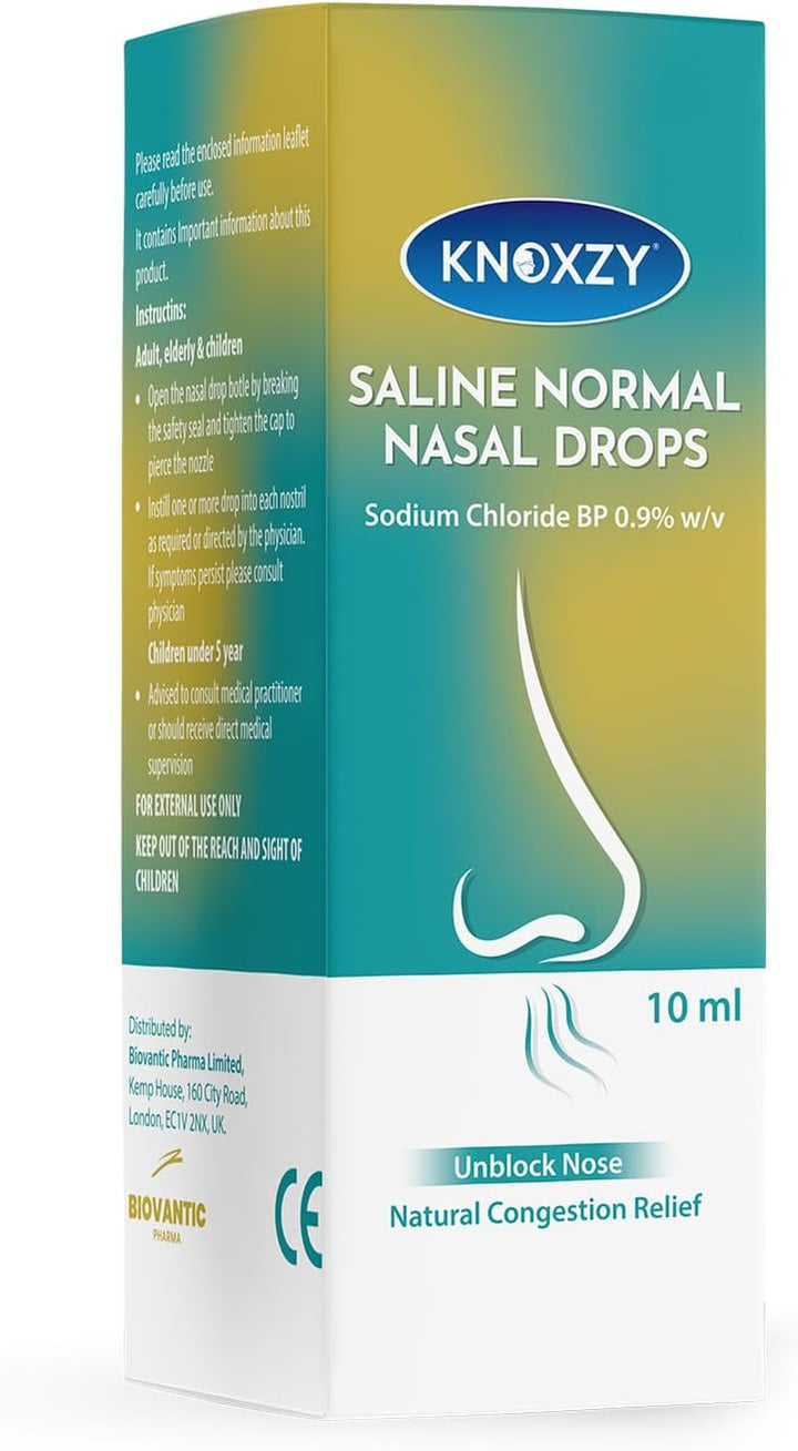 Saline Nasal Drops – Suitable for Children – Instant Relief for Blocked Nose & Sinuses (10Ml) (10 Ml, 1, Count)