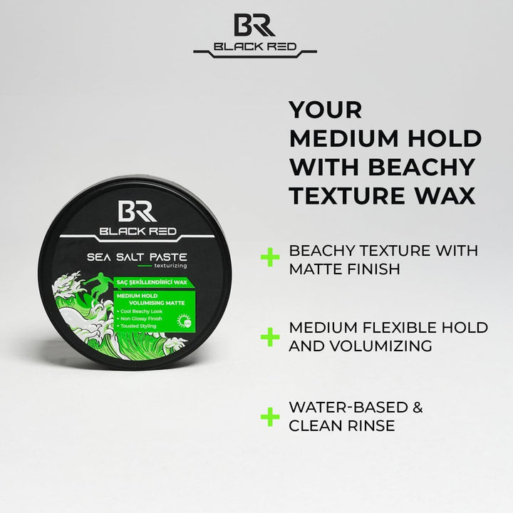 Sea Salt Paste for Men, 120Ml | Medium Hold with Beachy Texture | Matte Finish, Natural Volume & Lightweight Styling Wax | Water-Based, Easy to Wash Out