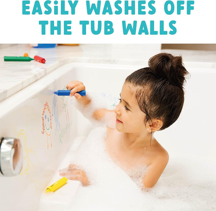 Bath Crayons | Colourful Bath Toy Mess-Free Shower Toys | Draws on Tiles & Porcelain | Washable Baby Bath Toy - Set of 5 Crayons