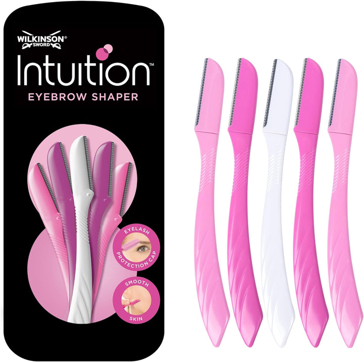 Intuition Eyebrow Shaper for Women, Pack of 3 Disposable Razors, Exfoliating Dermaplaning Tool, Facial Hair Remover & Trimmer
