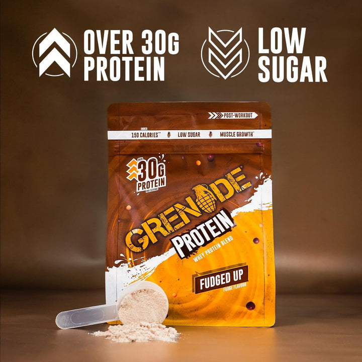 Whey Blend High Protein Powder, Low Sugar with 30G Protein per Serving, (12 Servings) - Fudged Up, 480 G (Pack of 1)