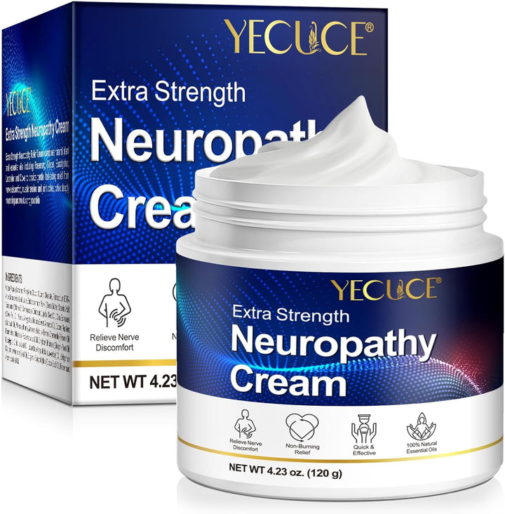 Neuropathy Nerve Relief Cream,Max Strength No-Mess Topical Pain Reliever for Toes, Feet, Fingers, Hands, Legs & Arms, 4.23Oz
