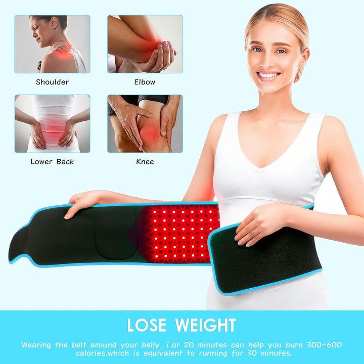 Red Light Belt, 660Nm Red Light & 850Nm Near-Infrared Light Wrap Belt, for Legs, Back, Waist, Shoulders, Neck, Lightweight Wrap Device with Timer Settings for Women, Men
