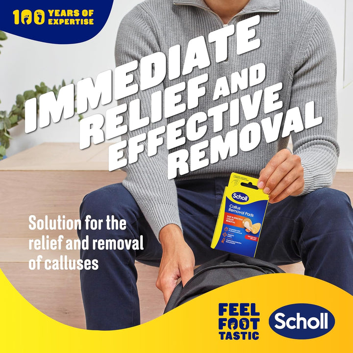 Scholl Callus Remover Pads for Feet - Targeted Action with 4 Salicylic Acid Discs and 4 Adhesive Cushion Pads for Fast & Effective Callus Removal, Soft Pads for Immediate Protection from Rubbing