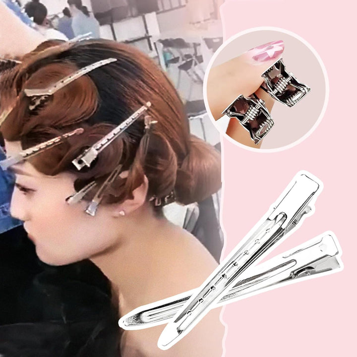 30 Pcs Duck Bill Clips, 9Cm Rustproof Metal Alligator Curl Clips with Holes for Hair Styling, Hair Coloring, Metal Duck Billed Hair Clips Silver for Styling Sectioning, Silver