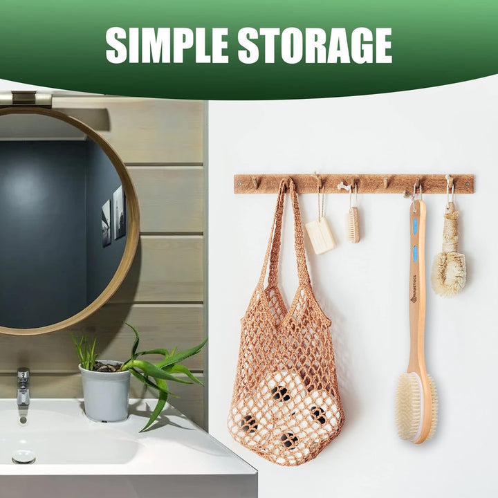 Back Scrubber, 43Cm Long Wooden Double-Sided Shower Body Brush with Soft Bristles for Sensitive Skin and Stiff Bristles for Exfoliating Skin