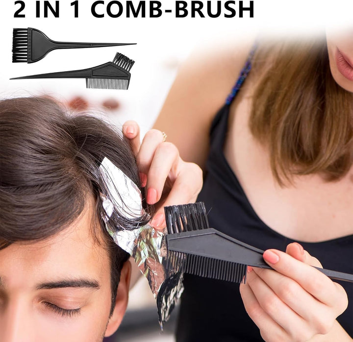 12 Pcs Hair Dye Bowl and Brush Kit, DIY Beauty Salon Hair Dye Bleaching Tools Kit, Tint Brush, Mixing Bowl, Highlighting Comb, Ear Cover, Shawl, Gloves, Hairdressing Clips