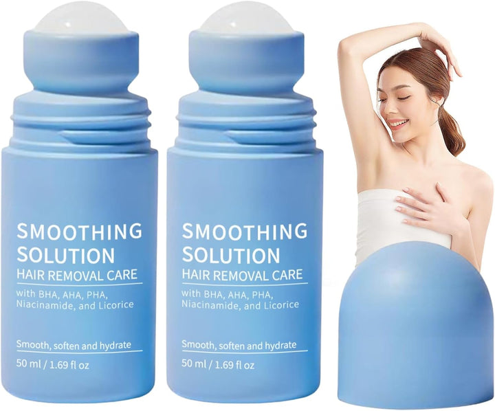 2Pcs Razor Bump Smoothing Solution Ingrown Hair Treatment with BHA AHA - High Roller Ingrown Tonic for Underarms Abdomen - Ingrown Hair Serum for Men & Women - Roller Ball Applicator for Tend Skin