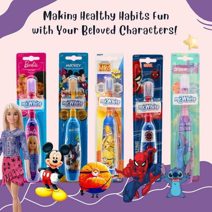 Disney Stitch Battery Powered Electric Toothbrush for Kids – Soft Rounded Bristles, Enhanced Vibration, Protection Cap & Battery Included | Gentle & Fun Oral Care for Children Ages 4+