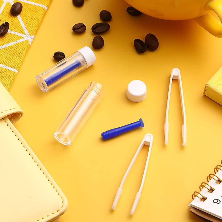 Contact Lens Remover Tool Contact Applicator Scleral Lens Remover Inserter Soft Suction Holder with Ventless Bottles and White Tweezers