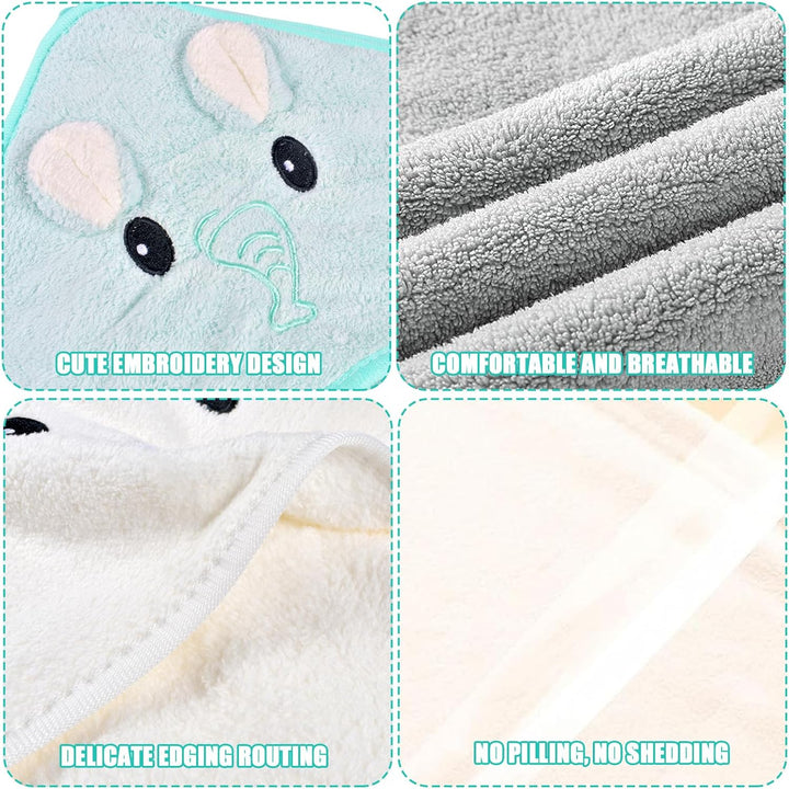 Hooded Towel - 3 Piece Baby Bath Towel Set, 80 X 80 Cm, Soft, Super Absorbent, Cute Unisex Hooded Towel with Pattern, 0-5 Years