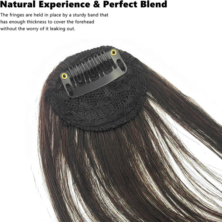 Clip in Fringe, Clip in Bangs for Women Hair Extensions with Temples Hairpieces, Fashion Wispy Bangs Fringe Air Bangs Clip for Daily Wear Y7LHJFP (Dark Brown)