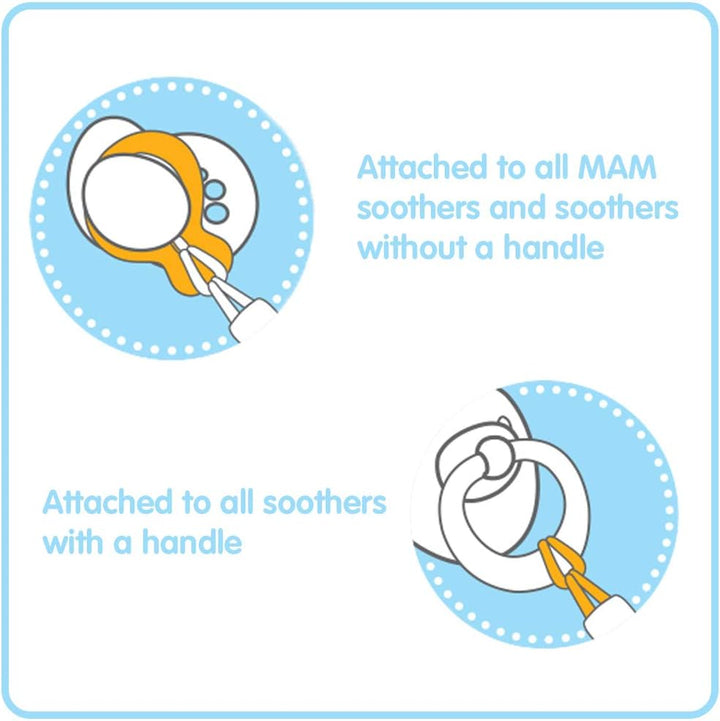 Dummy Clip | 2 Pack | Baby Soother Clips Fit All  Soothers | Adjustable Length and Lightweight Design | Baby Accessories | White with Blue Strap | Dummies Not Included