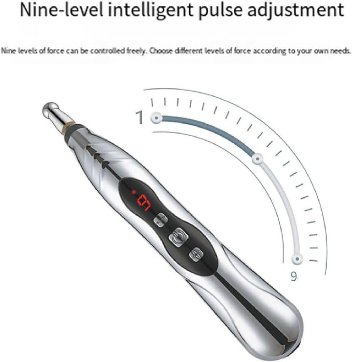 Calmera Acupuncture Healing Pen, Rechargeable Acupuncture Pen, Acupuncture Energy Pen, Pulse Relief Massage Pen with 5 Massage Heads, 9 Power Levels, Electric Meridians Acupuncture Machine