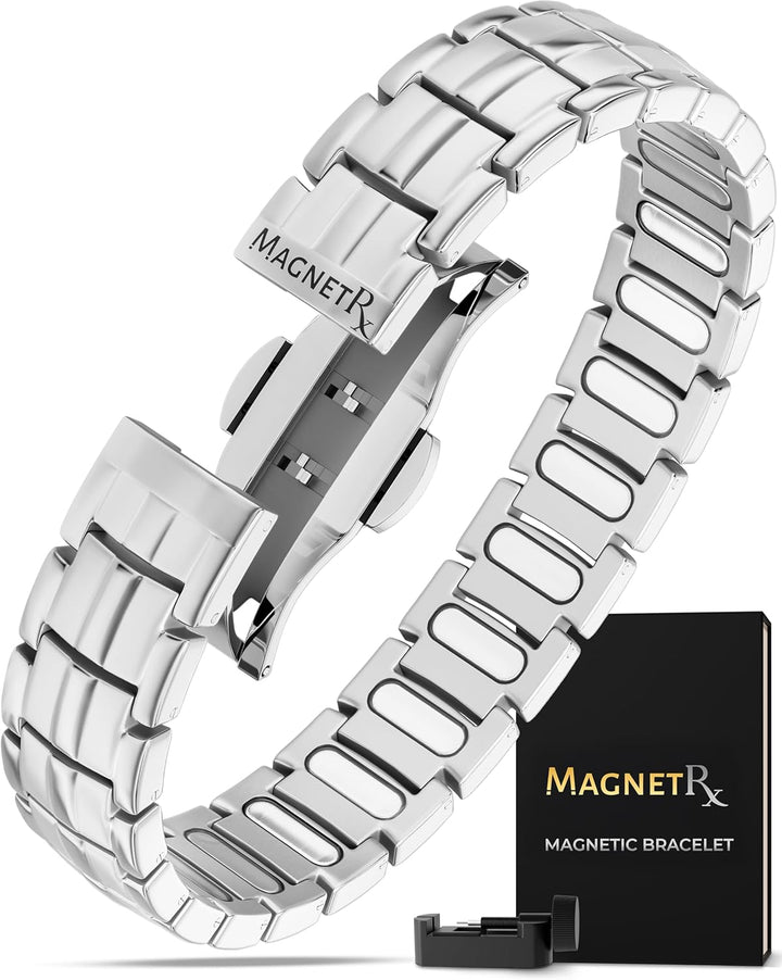 ® Magnetic Bracelets for Men - Ellipsemax 5X Strength 5,000 Gauss Magnets - Designed in USA & Patent Approved - Premium Titanium Mens Magnetic Bracelet & Adjustable Length (Gunmetal)