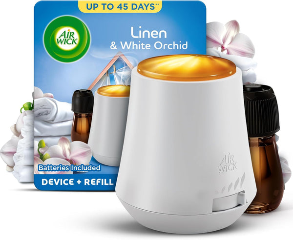 Air Wick Linen & Petals |Essential Mist Aroma Kit | 1 X 20Ml |1X Diffuser & 1X Bottle|Natural Essential Oils