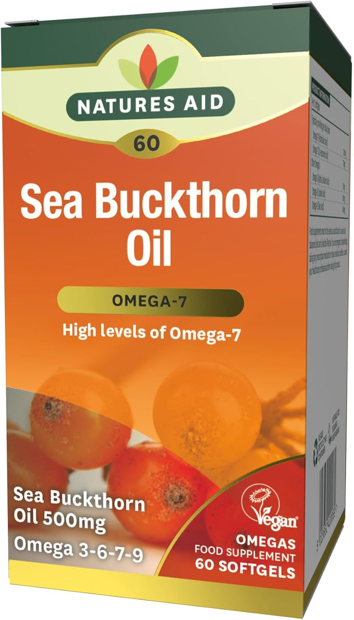 Sea Buckthorn Oil 500Mg – Omega-7 High Strength – Supports Skin, Immune & Heart Health – Antioxidant Vegan Supplement – Non-Gmo, Gluten-Free – 60 Softgels