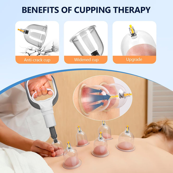 Cupping Therapy Set, 24 PCS Suction Cups with Pumping Handle, Professional Traditional Chinese Acupoint Vacuum Cupping Set, anti Cellulite Massage for Back, Muscle Tension Pain Relief