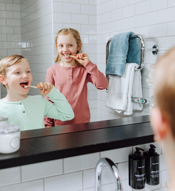 Organic Bamboo Toothbrushes for Kids - Soft Bristles, Fun Animal Designs | Biodegradable & Eco Friendly | Wooden Handle Toothbrushes | Zero Waste Packaging - 4 Pack