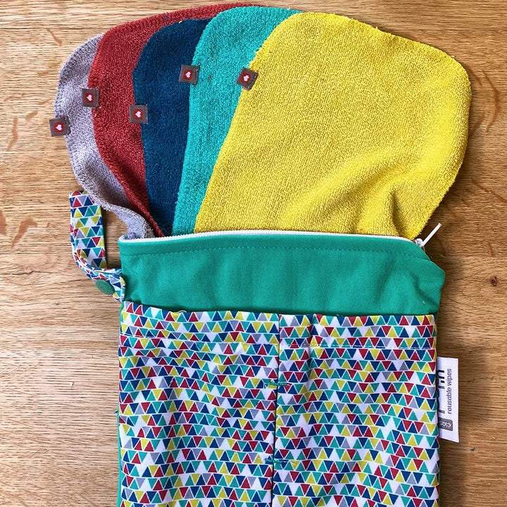 Pop-In Reusable Bamboo Wipes - 10 X Washable Baby Wipes 20X15Cm Pastel Colours Extra Soft & Reusable for Baby'S Hands & Face