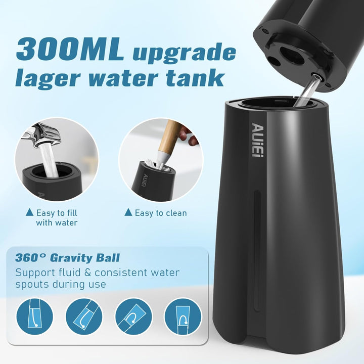 Water Flosser Pick for Teeth & Braces, 300ML Cordless Power Dental Flossers with 8 Jet Tips, Oral Irrigator 5 Use Modes, IPX7 Waterproof, Portable for Home Travel