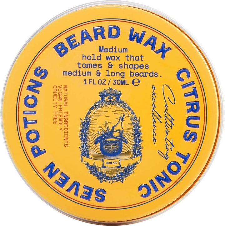 Beard Wax for Men — Medium Hold Styling Wax to Shape and Nourish Your Beard — All-Natural, Vegan, Cruelty Free — Citrus Tonic (30 Ml)