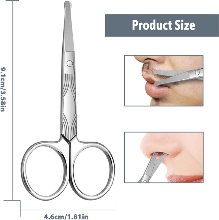 Stainless Steel Nose Hair Scissors for Men Women Trimming Facial Hair Eyebrow Ear Hair