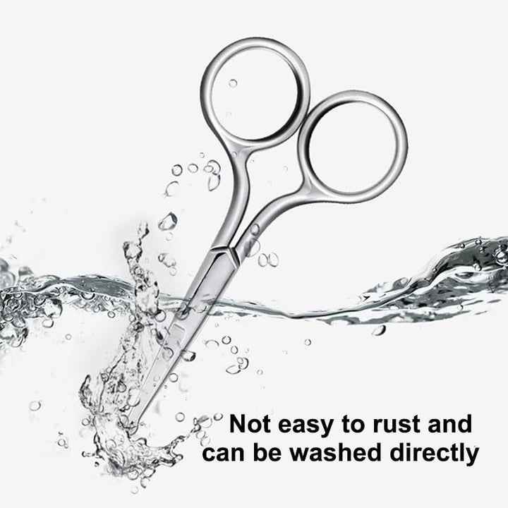 Nose Hair Scissors for Men and Women, Hair Safety Scissors with round Tip Design, Small Scissor for Trimming Facial Eyebrows Mustache Ear Hairs, Silver