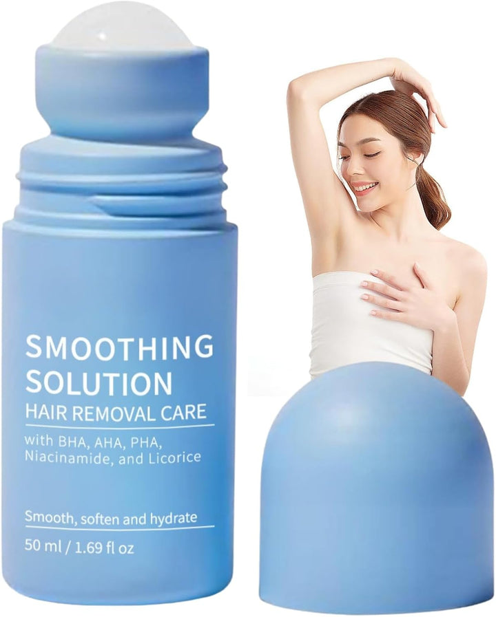 2Pcs Razor Bump Smoothing Solution Ingrown Hair Treatment with BHA AHA - High Roller Ingrown Tonic for Underarms Abdomen - Ingrown Hair Serum for Men & Women - Roller Ball Applicator for Tend Skin