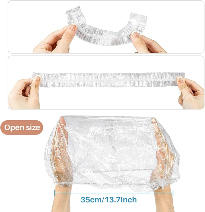 100 Disposable Shower Caps Unisex - Large Plastic Hair Caps for Deep Conditioning Shower Cap Reusable Waterproof for Women Men Hair Treatment Bath Cap for Long Hair Travel Essentials