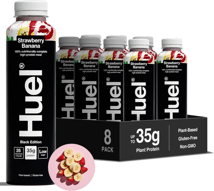 Black Edition Ready-To-Drink, 8 X 500Ml Bottles, Protein Shakes, Chocolate Flavour, High Protein Drink, 35G Protein per Bottle, Rich in Vitamin D, Fatty Acids, Calcium, Ready Meals