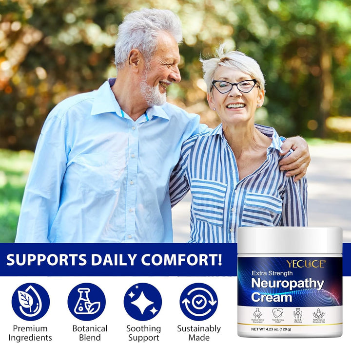 Neuropathy Nerve Relief Cream,Max Strength No-Mess Topical Pain Reliever for Toes, Feet, Fingers, Hands, Legs & Arms, 4.23Oz