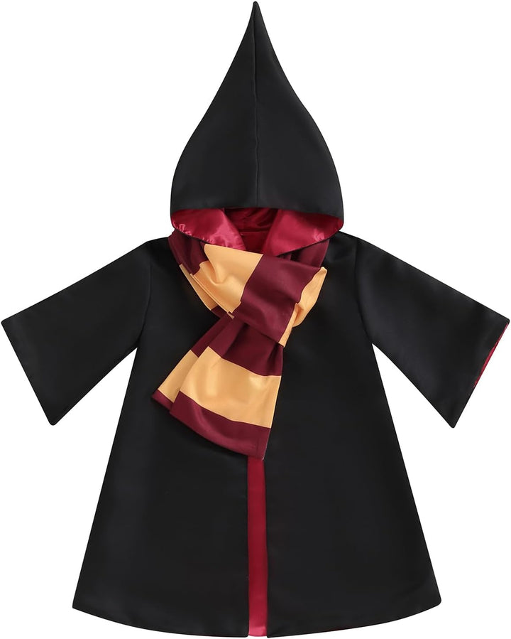Kids Toddler Baby Girl Boy Wizard Costume Long Sleeve Hooded Robe Infant Halloween Outfits