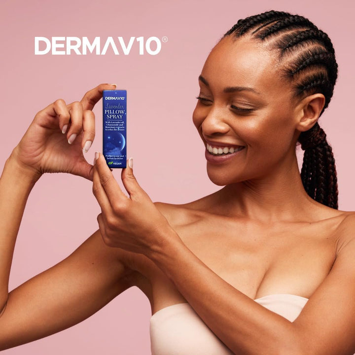 Derma V10 Pillow Spray, Lavender Oil, Chamomile and Rosemary Extract, Reduces Stress and Anxiety, Improves Sleep, Calms Body and Mind, Easy to Use, Vegan Friendly