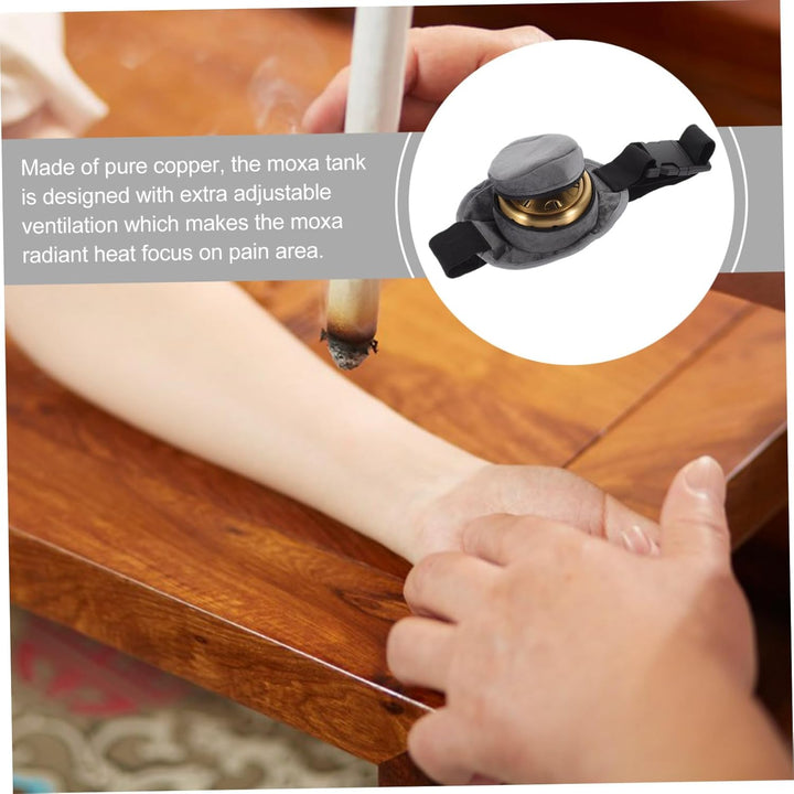 Smokeless Copper Moxa Box Cloth Cover, Portable Home Moxibustion Box for Whole Body Acupuncture Therapy, Environmental Warm Moxibustion Tool Single-Chamber Design Random Color