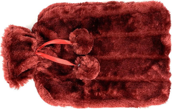 2L Hot Water Bottle with Luxury Cosy Fur Provides Warmth and Pain Relief, Standard for Hand Feet Warmer, Neck Shoulder Relief (Hot Rose Red Cover), 1.0 Count