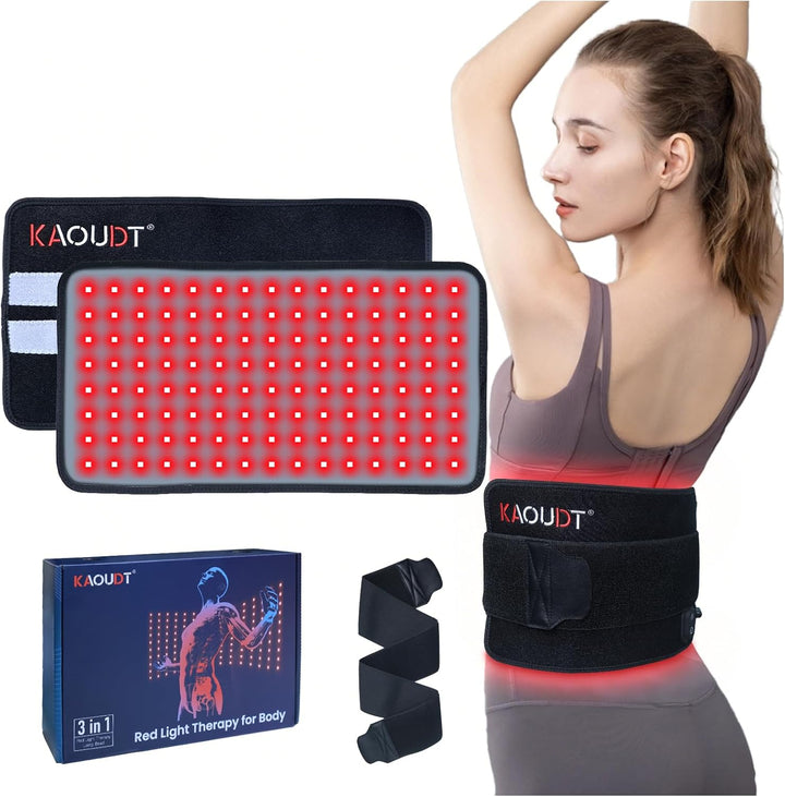 2025 New Portable Red Light Therapy Belt for Body Pain Relief, 24" X 12" Medical-Grade TPU, Dual Wavelength near Infrared Red Light Pad for Face and Body (Black)