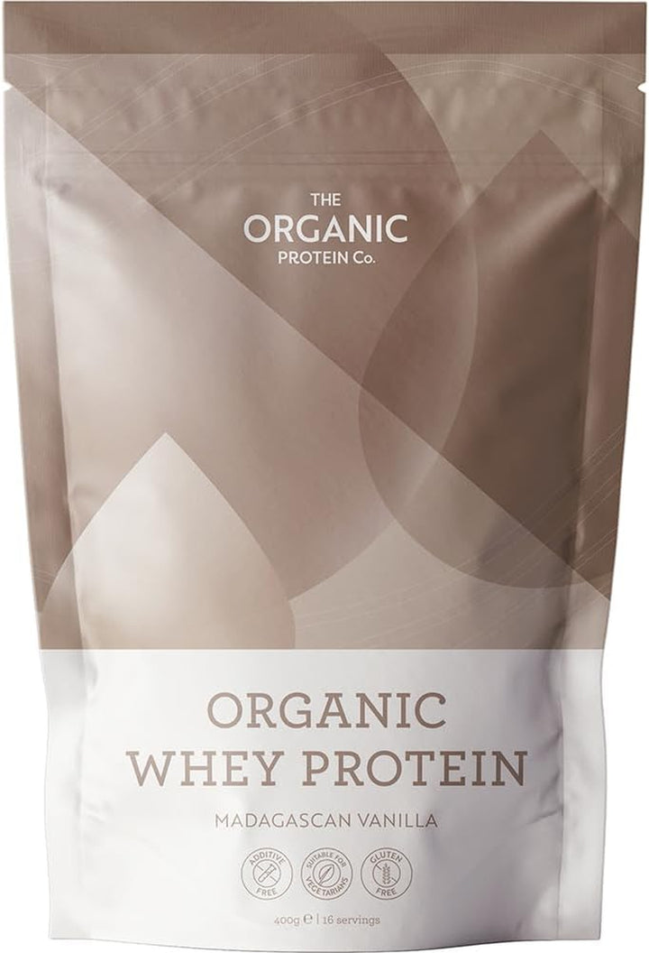 The Organic Protein Co. – Madagascan Vanilla Organic Whey Protein Powder | No Additives, Undenatured, Bioactive, UPF Free, No Emulsifiers, Primarily Grass Fed, Vegetarian, Gluten Free – 400G